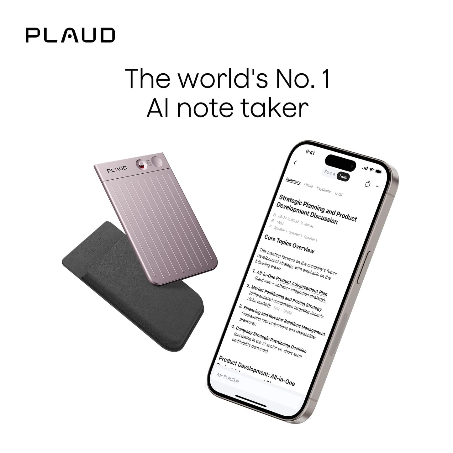 PLAUD PLD-64G-ST PLAUD NOTE Starlight AI VOICE RECORDER