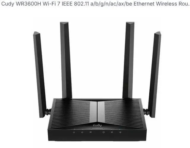 Cudy Router WR3600H BE3600 2.5G Wi-Fi 7 Router
