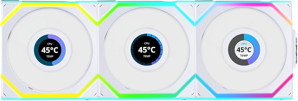 Lian-Li Fan 12SLLCD1W3W UNI FAN SL 2.4GHz Wireless 1.6 LCD RGB 120mm FanWhite