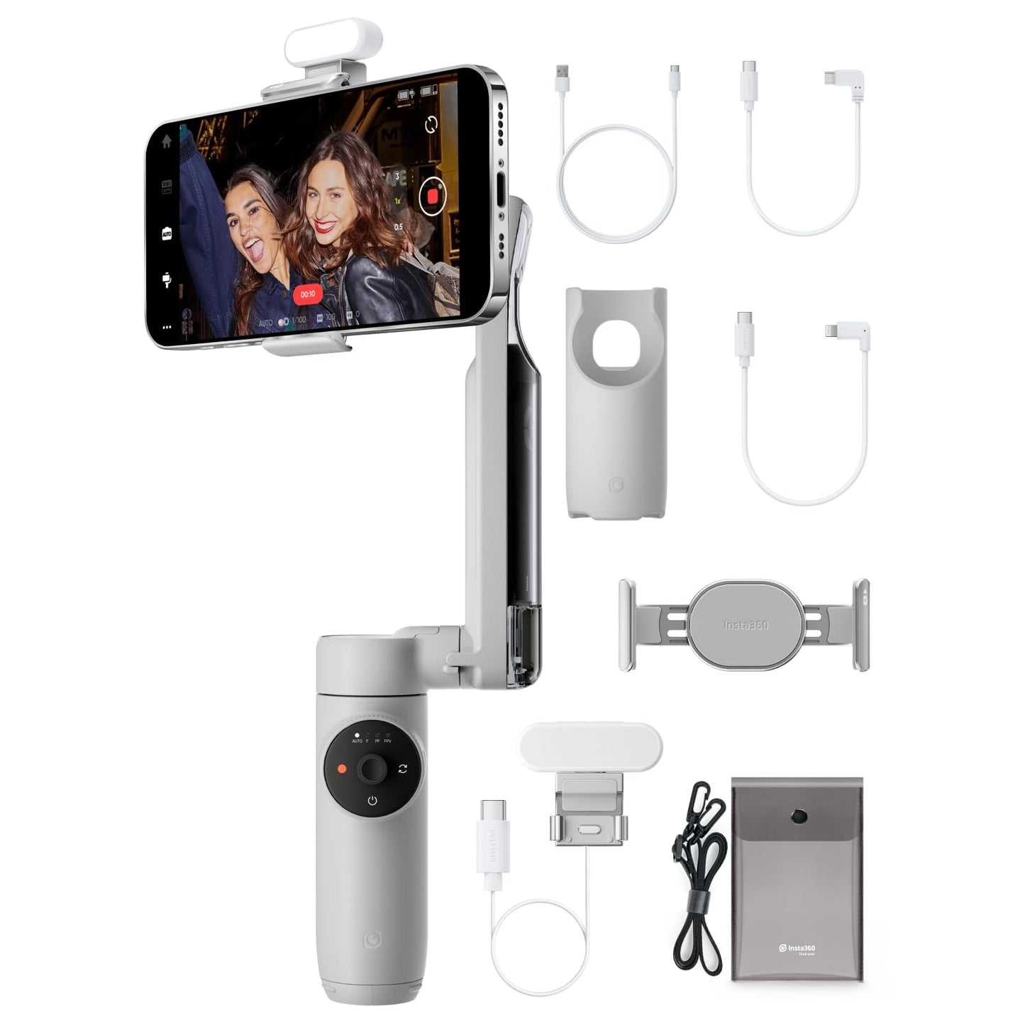 Insta360 CINSABQB_FLOW236 Flow 2 Pro AI Tracker Bundle Summit White