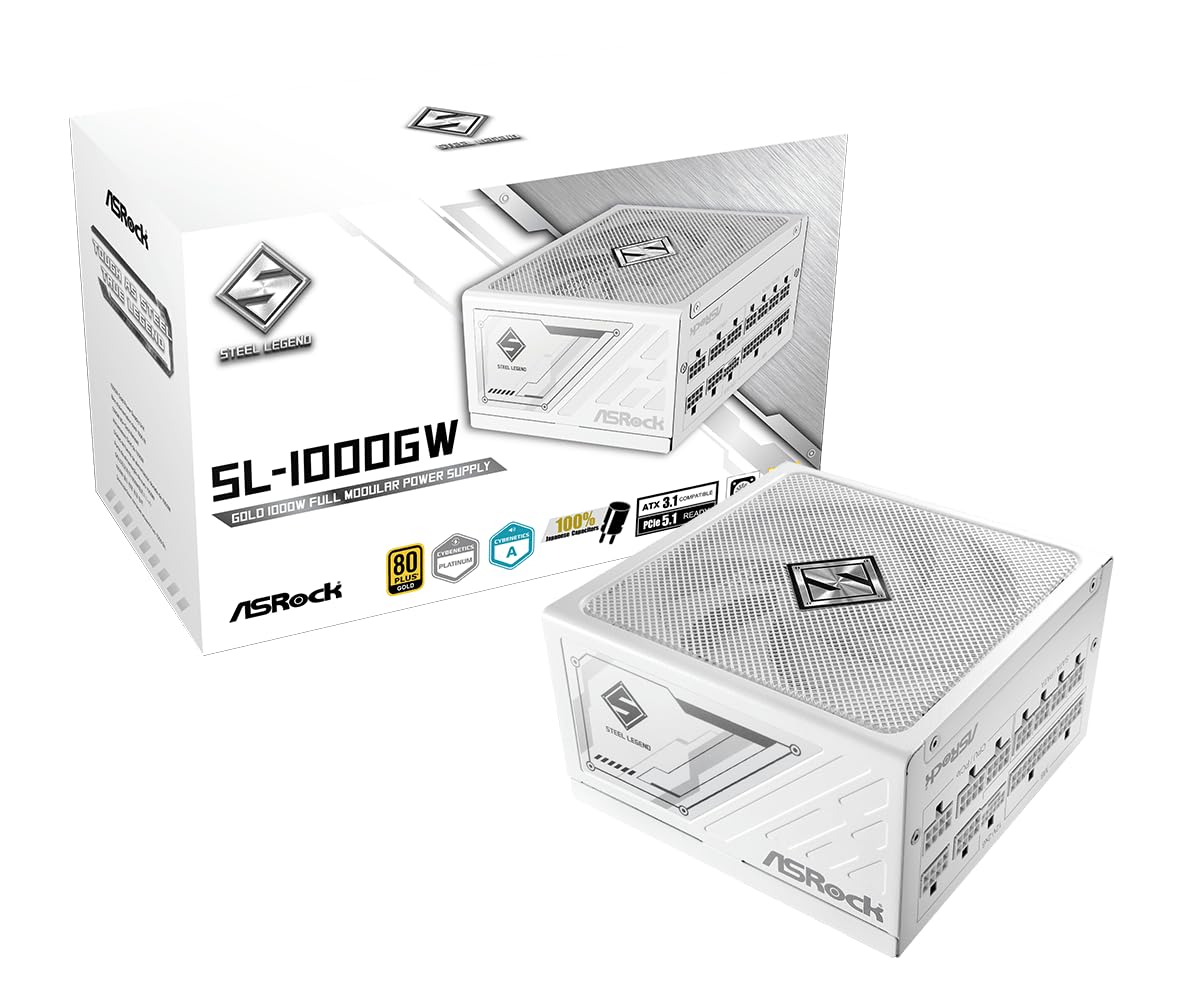 ASRock PS SL-1000GW 1000W ATX 12V 80+GOLD Fully Modular 135mm Fan White