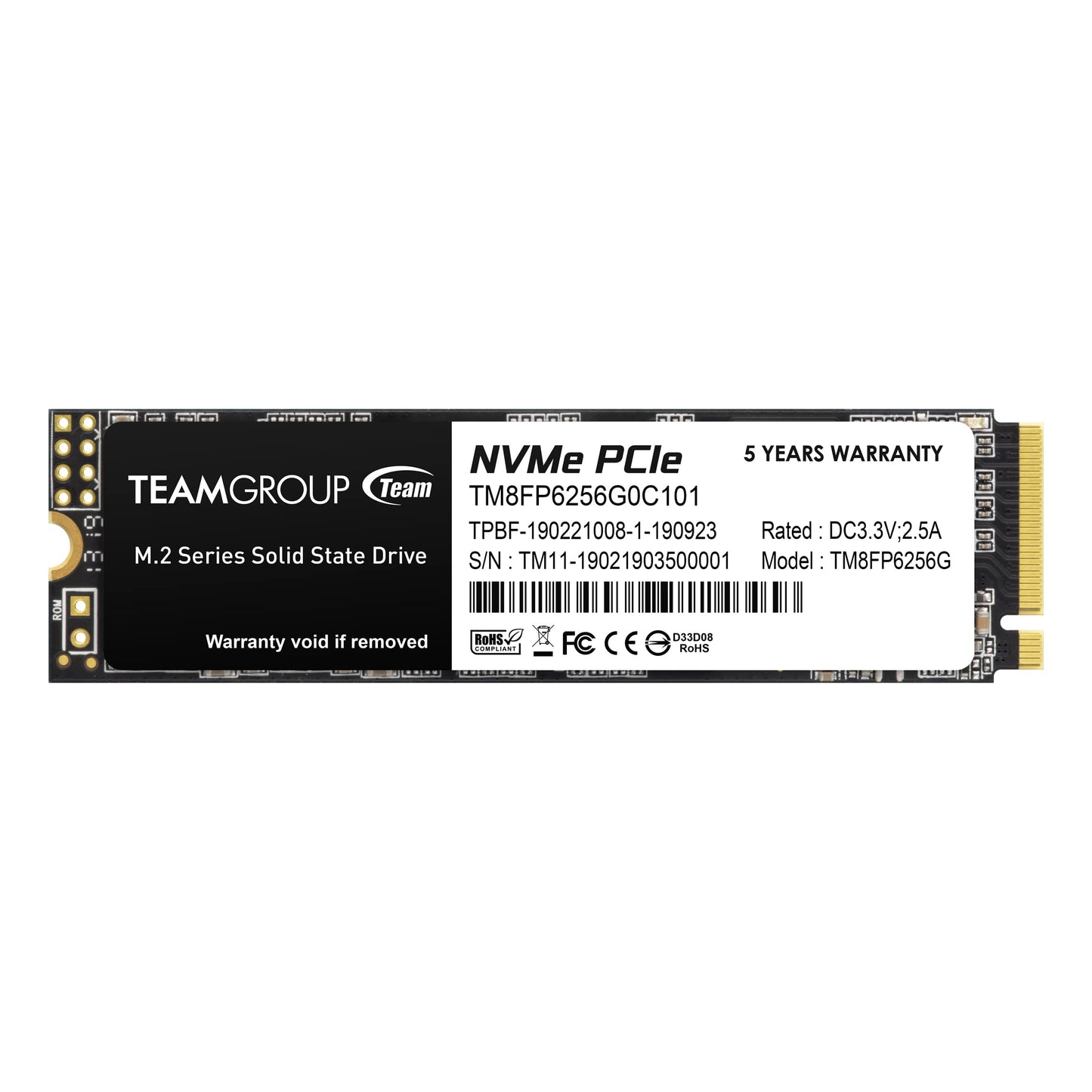 TEAMGROUP TM8FP6256G0C101 256GB MP33 M.2 PCIe NVMe 1.3 SSD