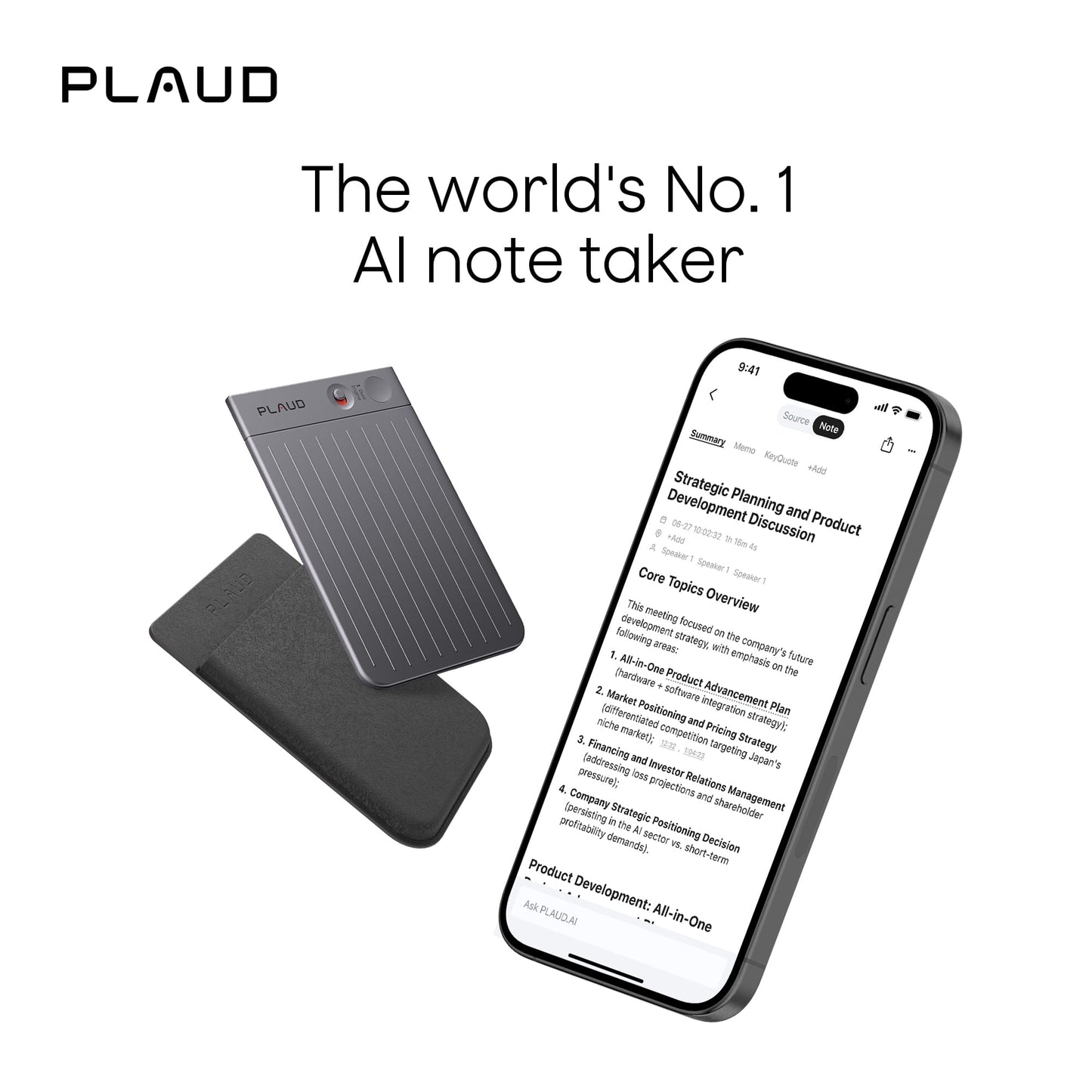 PLAUD PLD-64G-BL PLAUD NOTE Black AI VOICE RECORDER