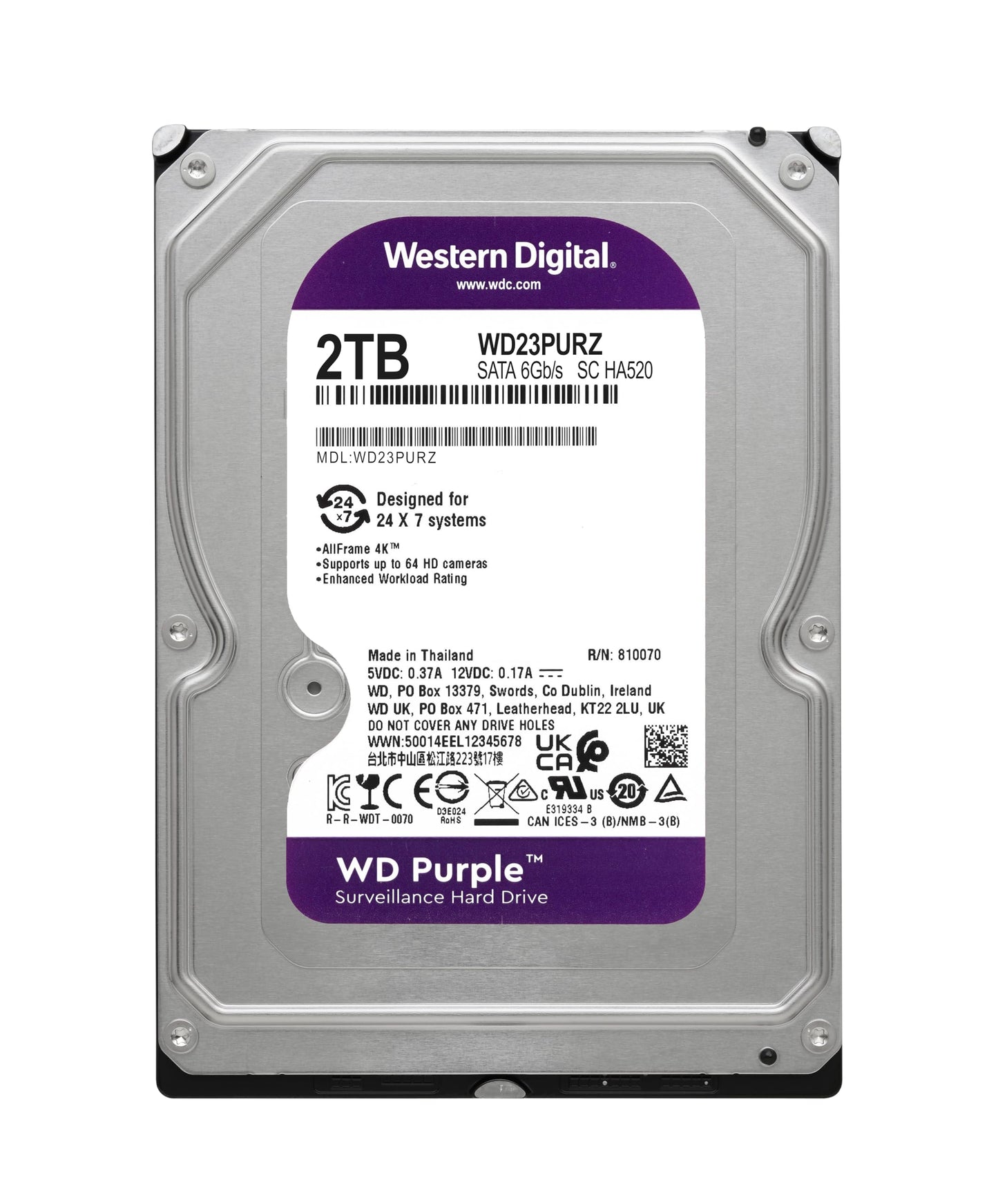 Western Digital HD WD23PURZ WD Purple 3.5 256MB SATA 5400 RPM Bare