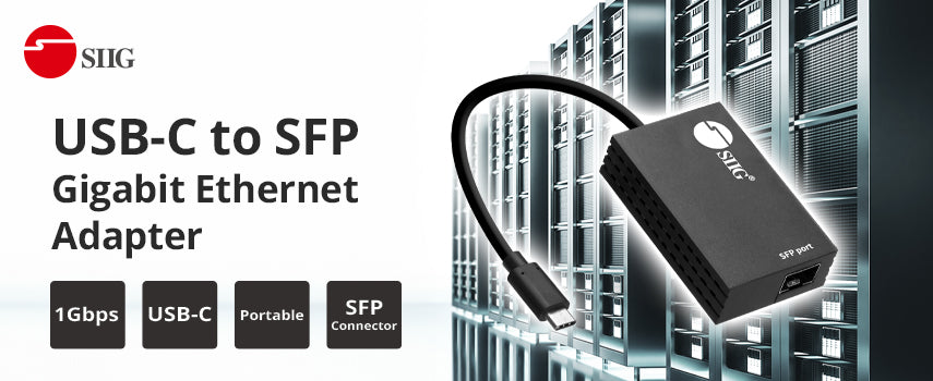 SIIG JU-NE0D11-S1 USB-C t SFP Fiber Gigabit Ethernet Adapter Brown Box