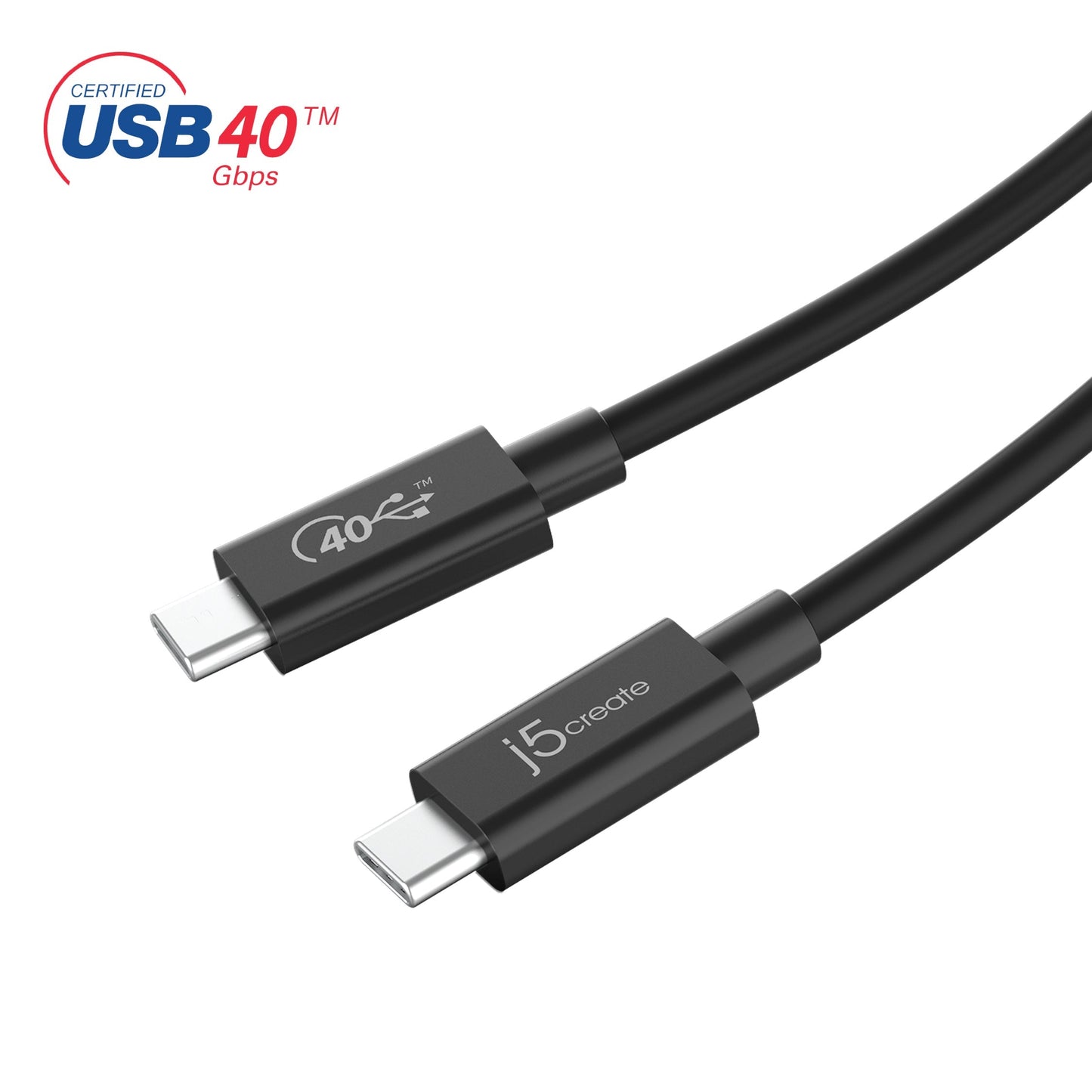 j5create JUC28L08 USB-C 100W 40Gbps 2.6ft Power Cable Black