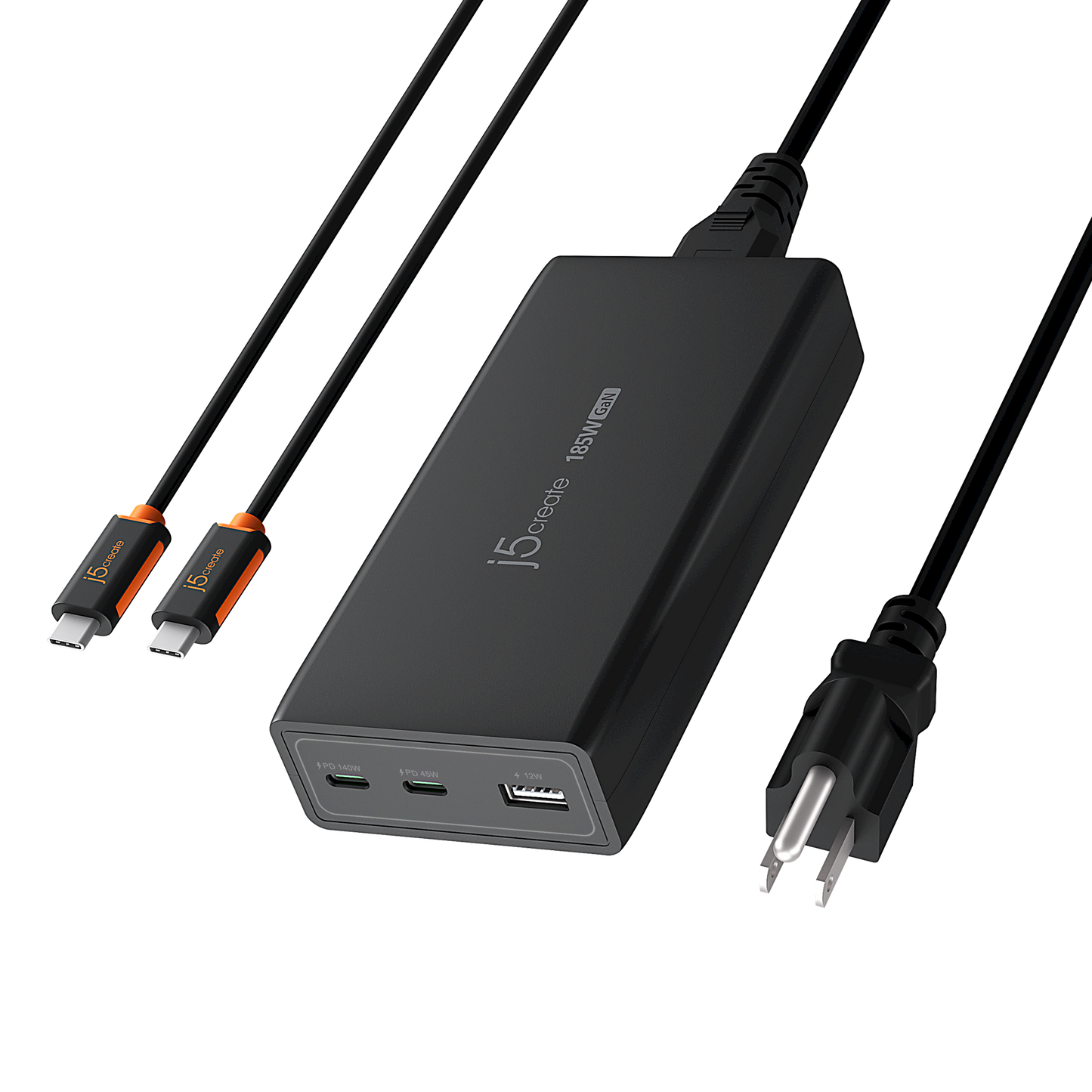 j5create JUP37185 185W GaN PD 3.1 USB-C 3-Port Charger
