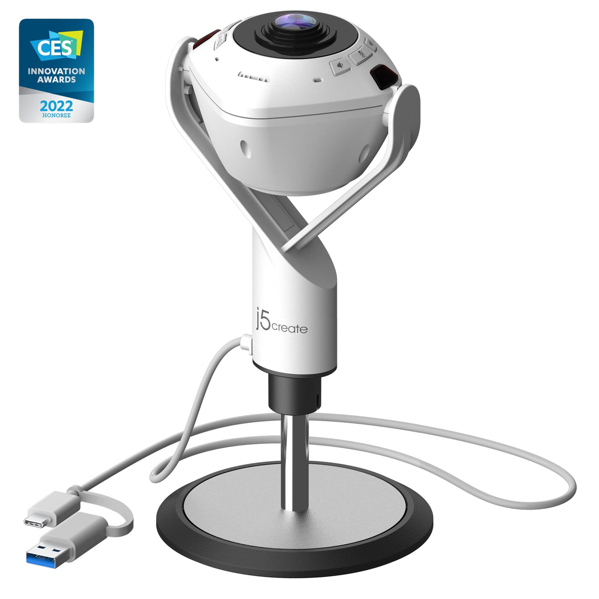 j5create Camera JVU368 360ø AI-Powered Webcam with Speakerphone