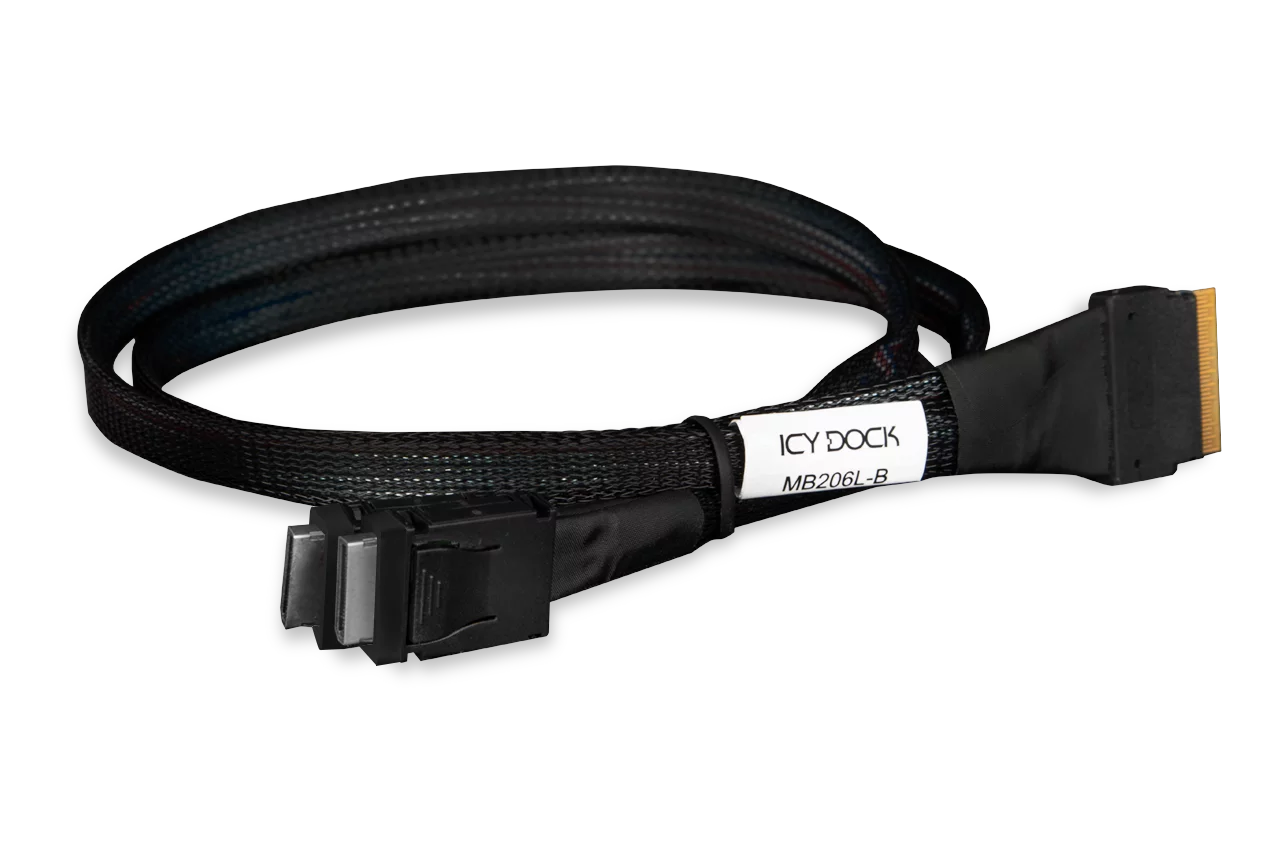 ICY DOCK Cable MB206L-B SlimSAS 8i SFF-8654 t 2xOCuLink 4i SFF-8611 Cable 0.5M