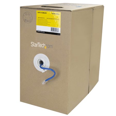 STARTECH.COM Wirrj45Blrl - Bulk Cat 5E Ethernet Cable - 1000 Ft. - Stranded - Blue, Taa-Compl
