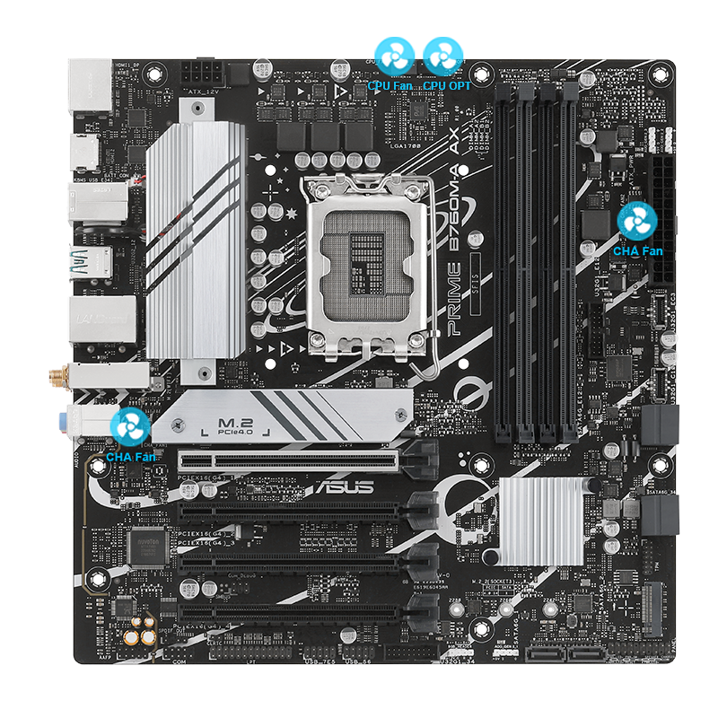 ASUS MB PRIME B760M-A AX B760 LGA1700 Max.128GB DDR5 PCIe mATX