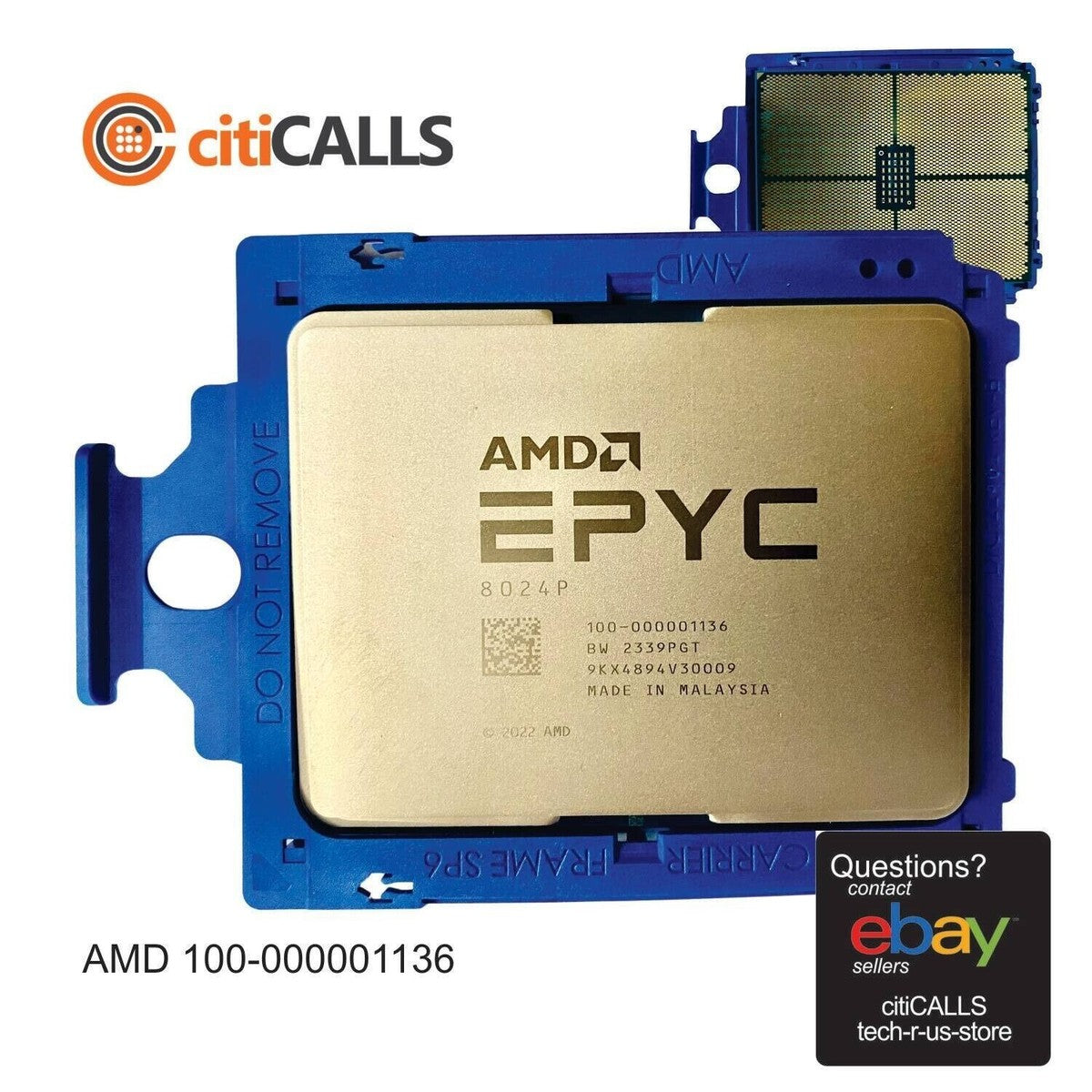 AMD 100-000001136 EPYC 8024P 8C 8T 3MHz Tray