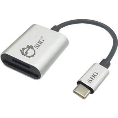 SIIG AC JU-MR0F12-S1 USB-C 2-in-1 Card Reader For SD & Micro SD Silver Retail