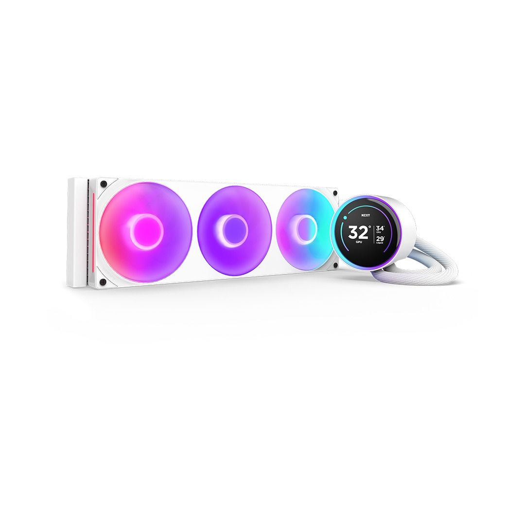 NZXT Fan RL-KR36E-W2 KRAKEN ELITE RGB 360 AIO LIQUID COOLER 360MM WHITE