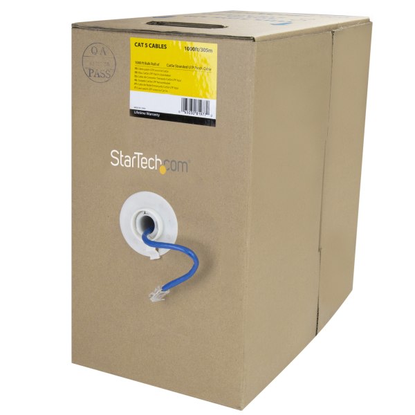 STARTECH.COM Wirrj45Blrl - Bulk Cat 5E Ethernet Cable - 1000 Ft. - Stranded - Blue, Taa-Compl