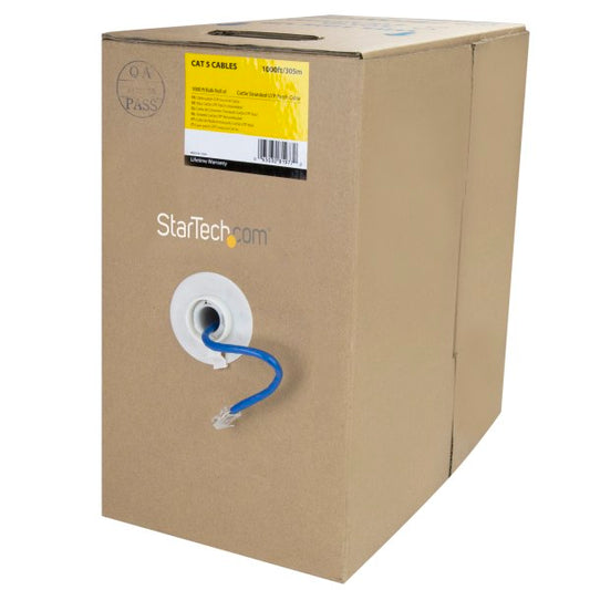 STARTECH.COM Wirrj45Blrl - Bulk Cat 5E Ethernet Cable - 1000 Ft. - Stranded - Blue, Taa-Compl