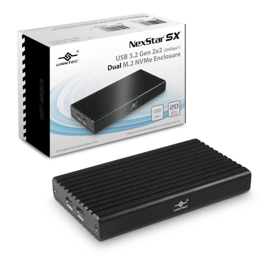 Vantec NST-262C3 NexStar SX USB 3.2 Gen2x2 (20Gbps*) Dual M.2 NVMe Enclosure