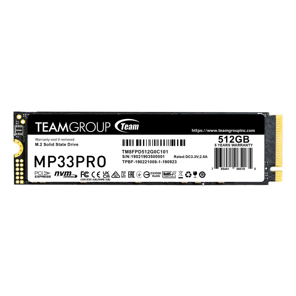 TEAMGROUP TM8FPD512G0C101 512GB MP33 PRO M.2 2280 NVMe 1.3 PCIE GEN3x4