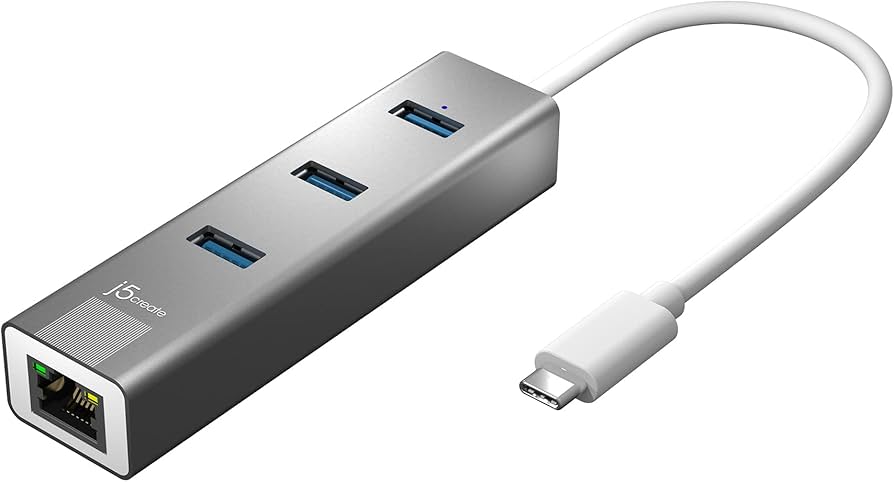 j5create Accessory JCH474 USB-C 3-Port Hub with Gigabit Ethernet