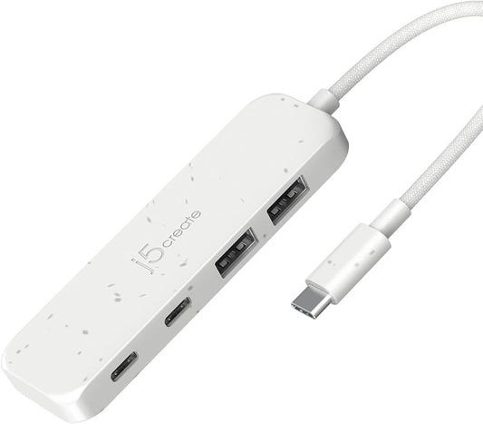 j5create JCH342EW USB-C to 4Port Type-C & Type-A Gen2 Hub Pure White