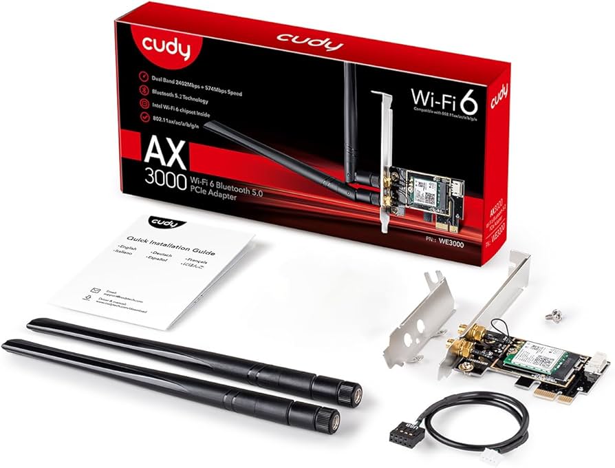 Cudy WE3000S 5400Mbps Wi-Fi6E Bluetooth5.2 PCIE Adapter w Heatsink