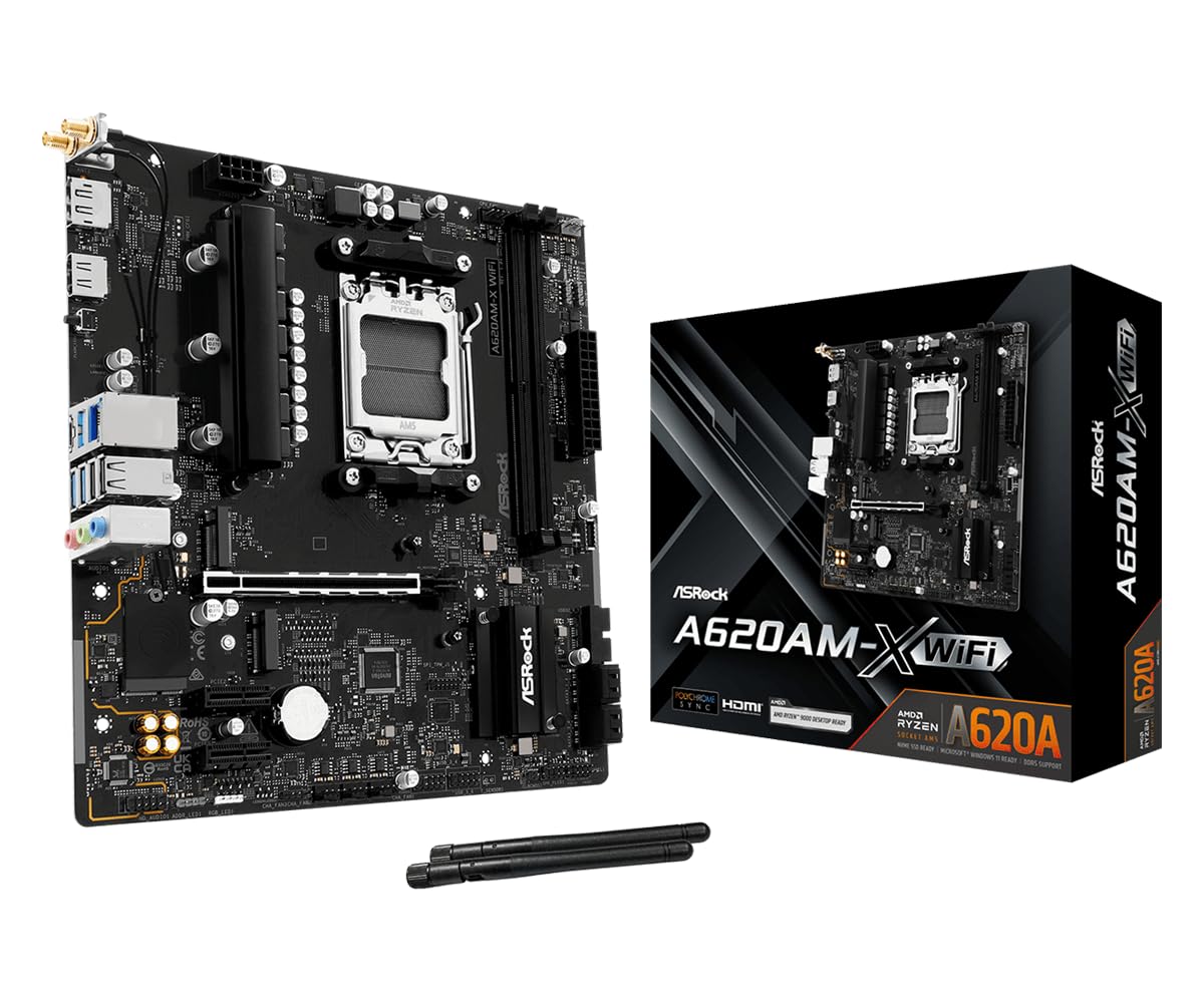 ASRock MB A620AM-X WiFi A620A AM5 Max128GB DDR5 Micro ATX