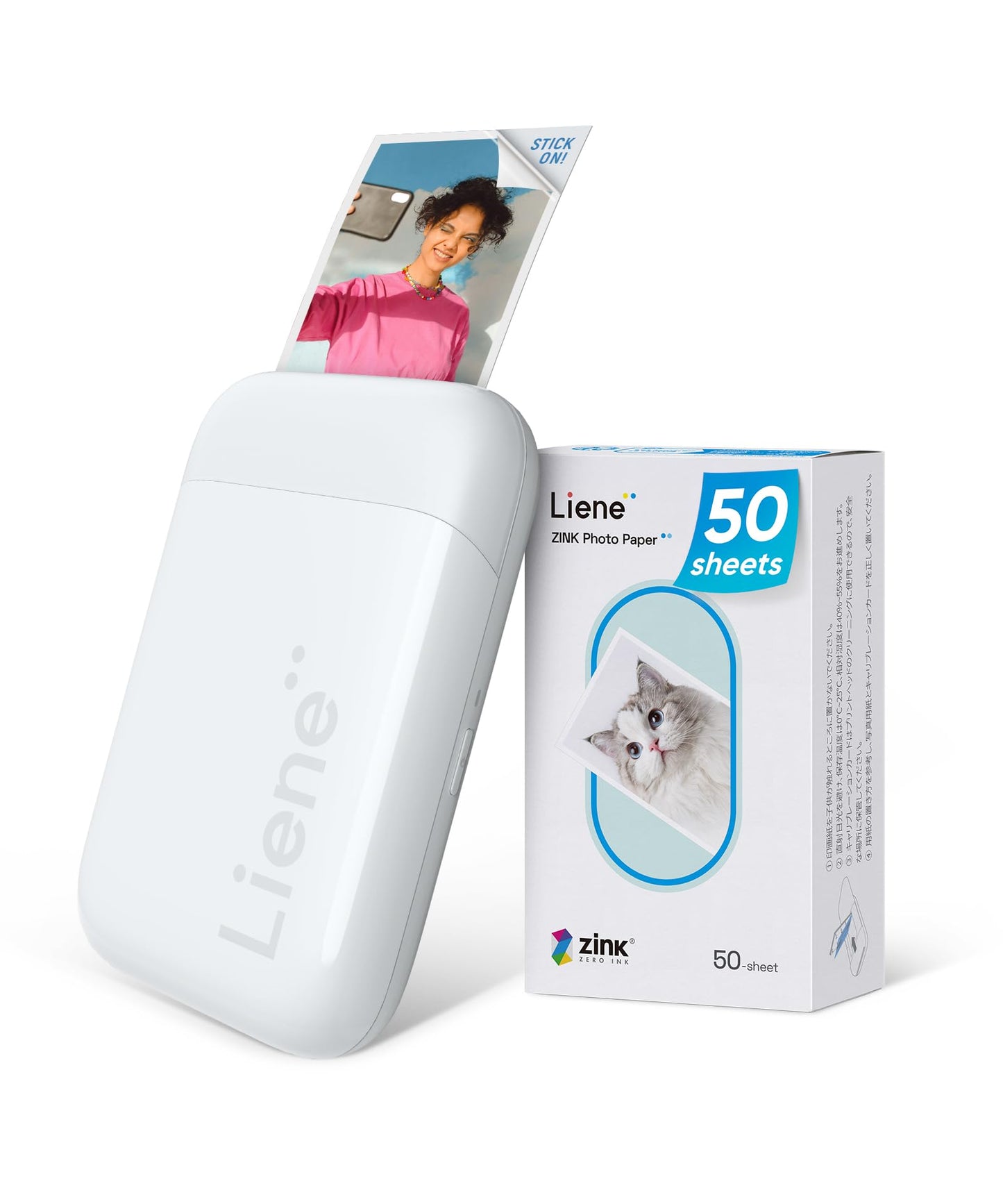 Liene ZP110W#WW2 Pearl 2x3 Inch Photo Printer w 50 Sheets Zink Photo Paper