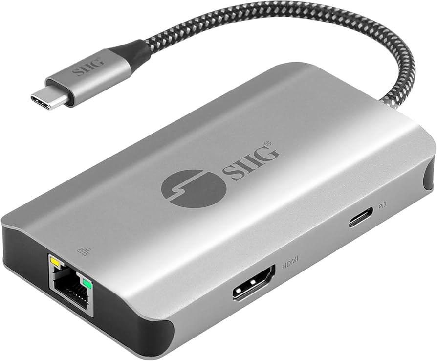 SIIG JU-H30L11-S1 USB-C to HDMI with LAN Hub & PD Charging Adapter OPP Bag