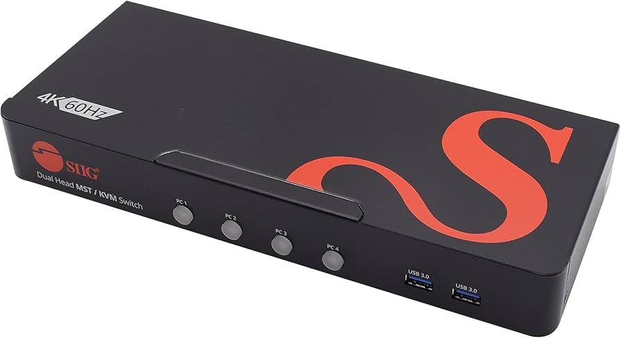 SIIG CE-KV0D11-S1 4x1 DisplayPort 4K KVM USB3.0 Switch with Remote Control