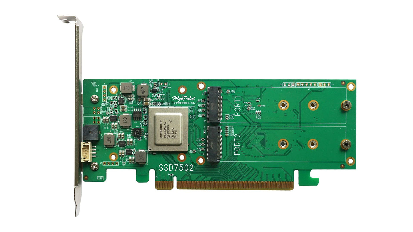 HighPoint SSD7502 2PT PCIe4.0x16 2xM.2 NVMe Port RAID Controller