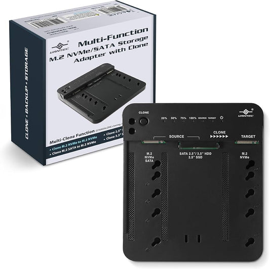 Vantec AC CB-M2NVME-C3 Multi-Function M.2 NVMe SATA Storage Adapter with Clone