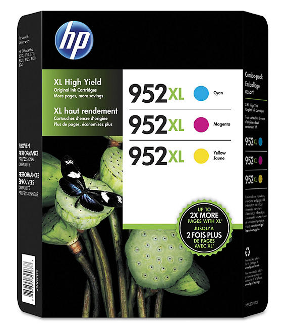 HP 952XL Black/Cyan/Magenta/Yellow High Yield Ink Cartridge, 5/Pack (N9K29BN & N9K30BN) Synnex