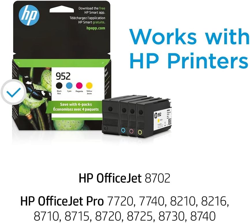 Original HP 952 Black, Cyan, Magenta, Yellow Ink Cartridges (4 Count ) Synnex