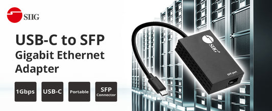 SIIG JU-NE0D11-S1 USB-C t SFP Fiber Gigabit Ethernet Adapter Brown Box