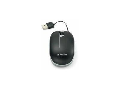 VERBATIM, RETRACTABLE CABLE USB-A OPTICAL MOUSE, BLACK