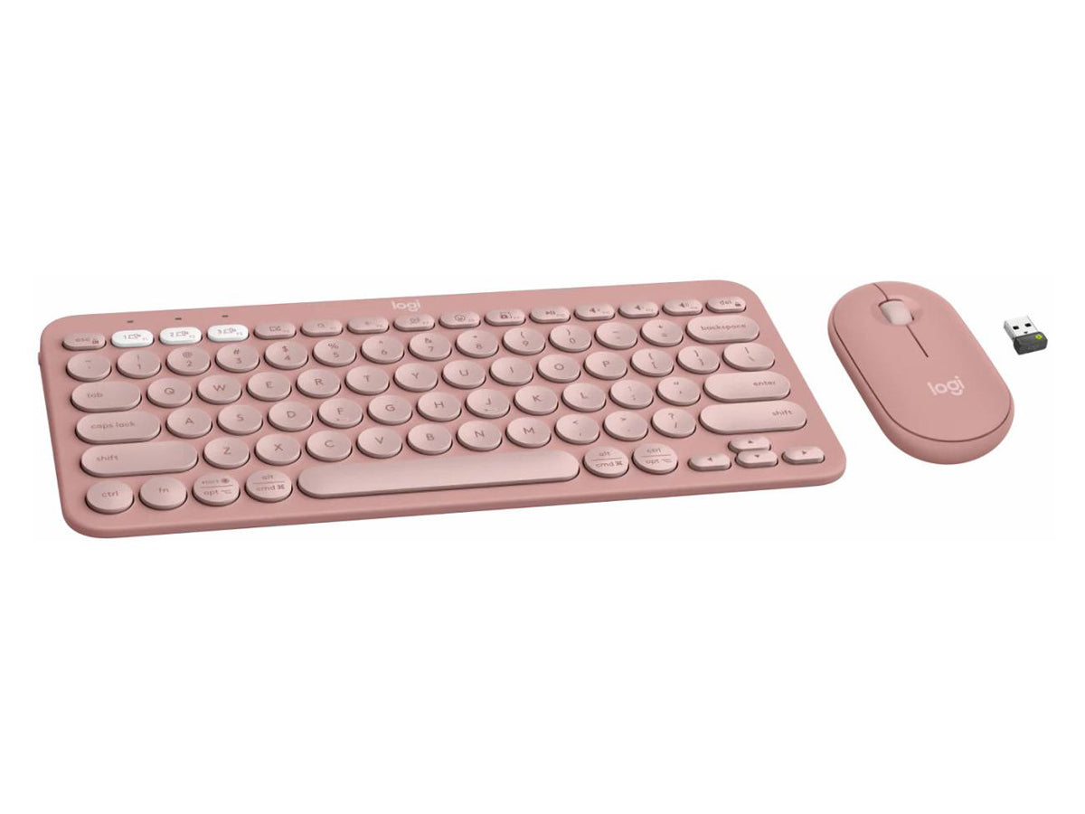 Logitech Pebble 2 Combo, Wireless Keyboard and Mouse, Tonal Rose - Keyboard and Mouse Set - Tonal Rose All Office Smarts