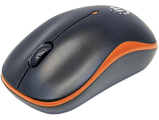 Manhattan Success Wireless Mouse, Black/Orange, 1000dpi, 2.4Ghz (up to 10m), USB, Optical, Three Button with Scroll Wheel, USB Micro Receiver, AA battery (included) All Office Smarts