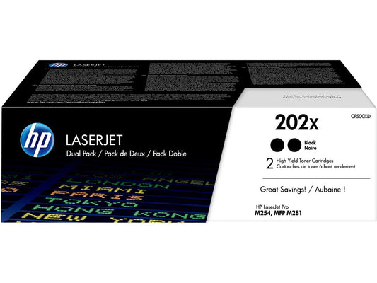 HP 202X - 2-Pack - High Yield - Black - Original - LaserJet - Toner Cartridge (CF500XD) All Office Smarts