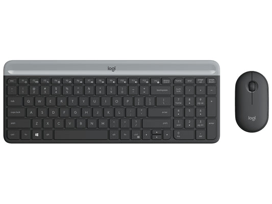 Logitech Slim Wireless Combo Mk470 - Keyboard and Mouse Set - Graphite All Office Smarts