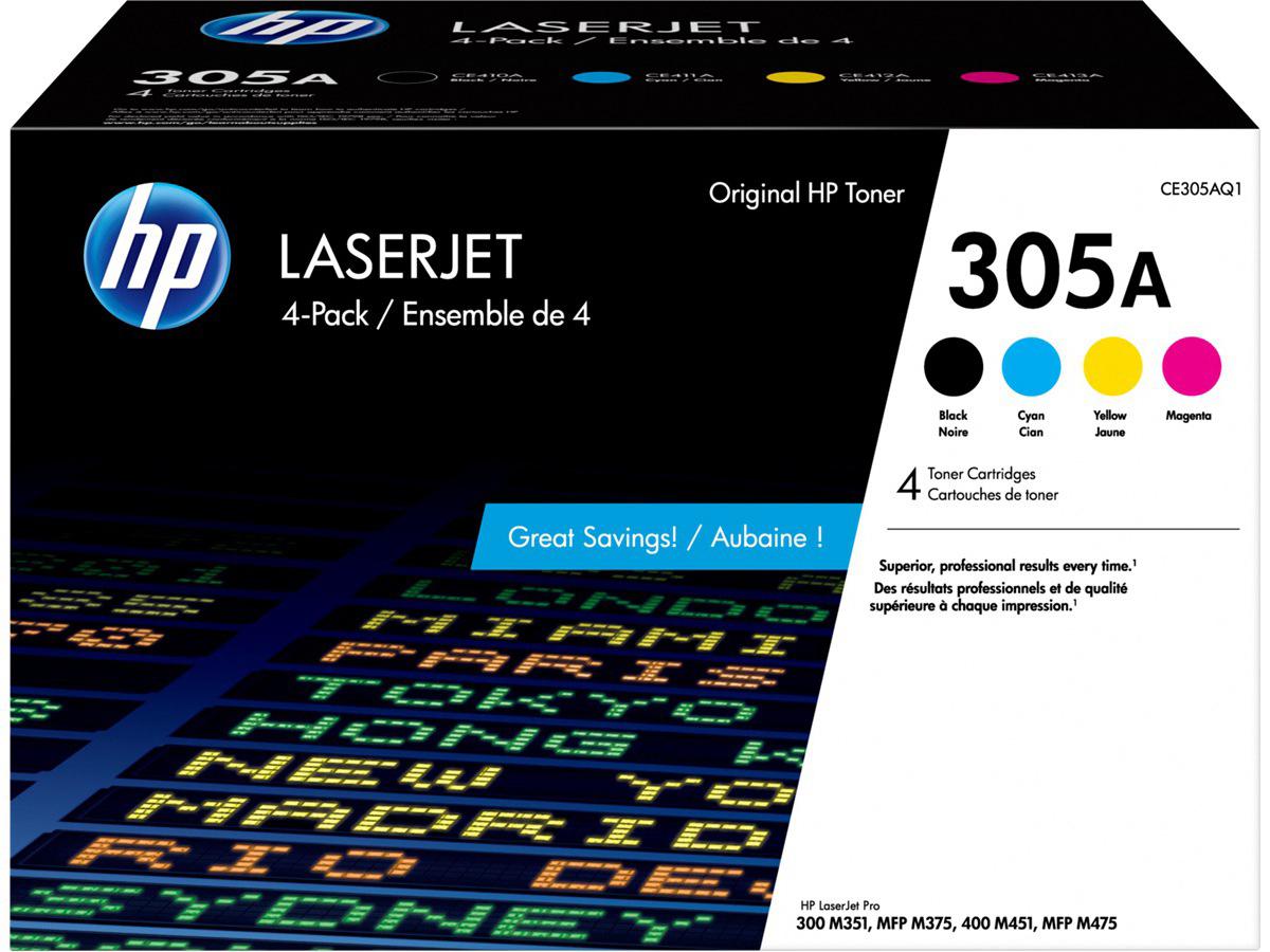 HP 305A - 4-pack - black, yellow, cyan, magenta - original - LaserJet - toner cartridge (CE305AQ1) All Office Smarts