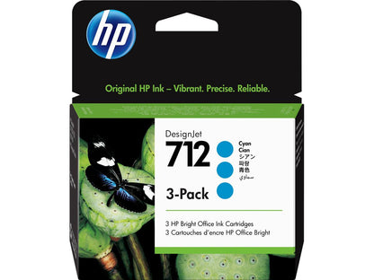 HP 712 - 3-Pack - Cyan - Original - Design Jet - Ink Cartridge