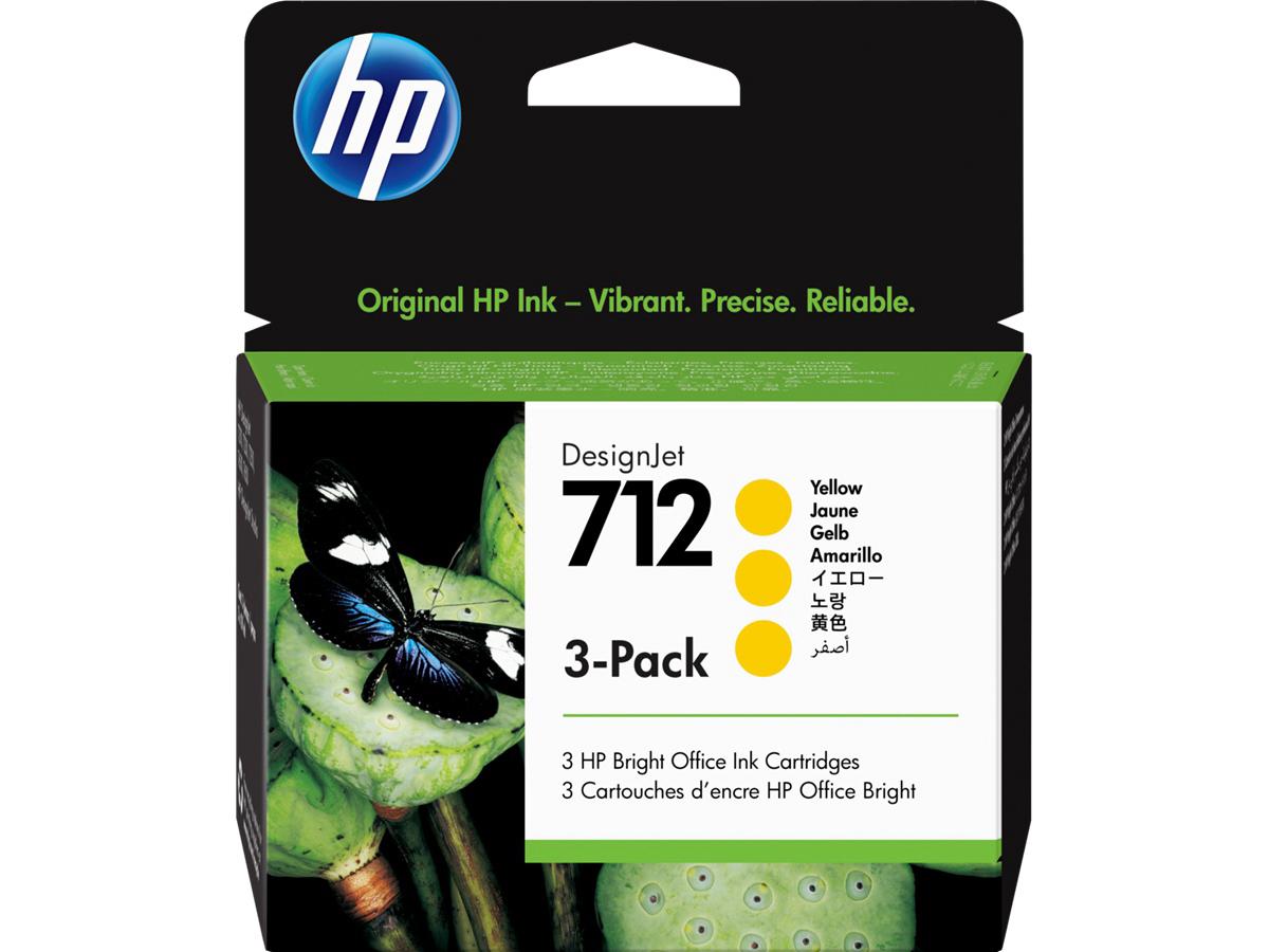 HP 712 - 3-Pack - Yellow - Original - Design Jet - Ink Cartridge All Office Smarts