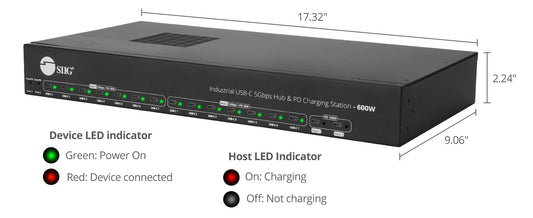 SIIG ID-US0B11-S3 Industrial USB-C 5Gbps Hub & PD Charging Station 600W