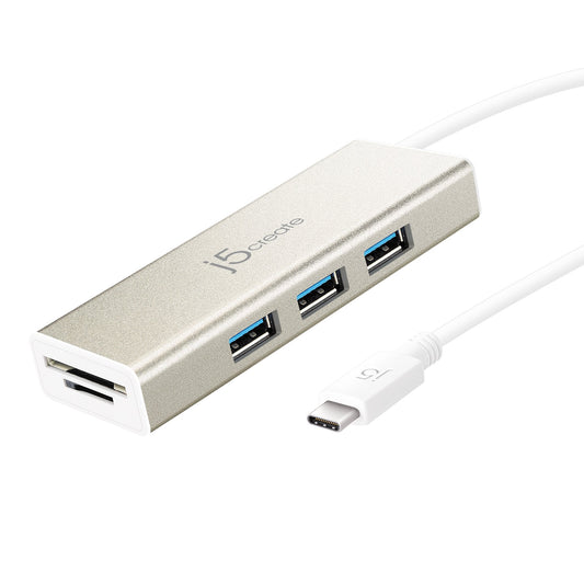 j5create Accessory JCH347 USB-C3.1 3-Port HUB with SD microSD Card Reader
