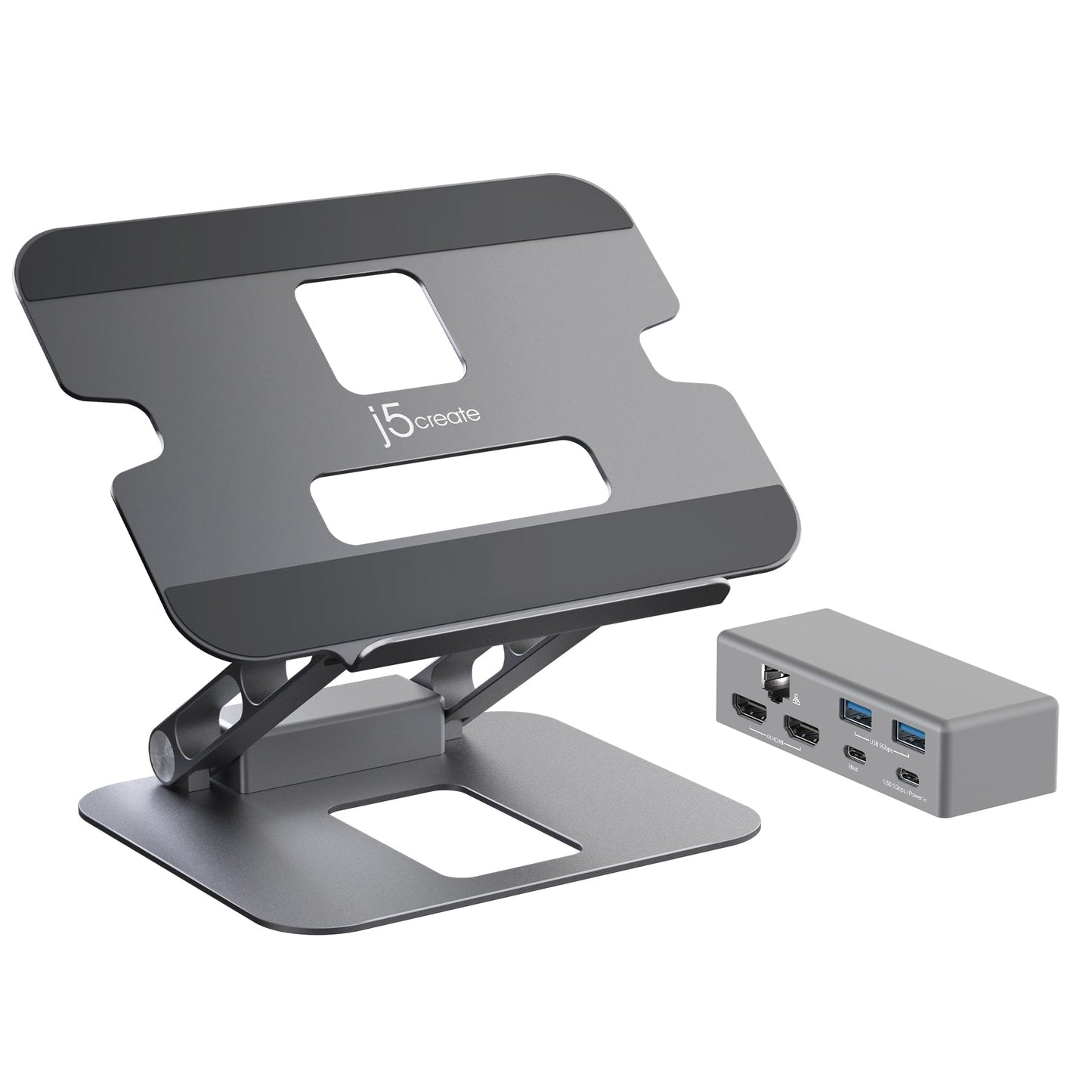 j5create Accessory JTS427 Aluminum Multi-Angle Dual-HDMI Docking Stand