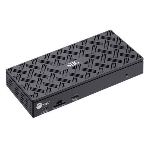 SIIG JU-DK0Q11-S1 USB-C Quad Hybrid 4K Video Docking Station w PD Brown Box