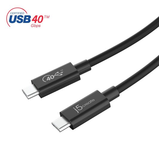 j5create JUC28L08 USB-C 100W 40Gbps 2.6ft Power Cable Black