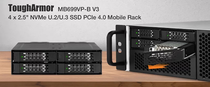 ICY DOCK RD MB699VP-B V3 ToughArmor 4x2.5NVMe U.2 U.3 SSD PCIe4.0 Mobile Rack