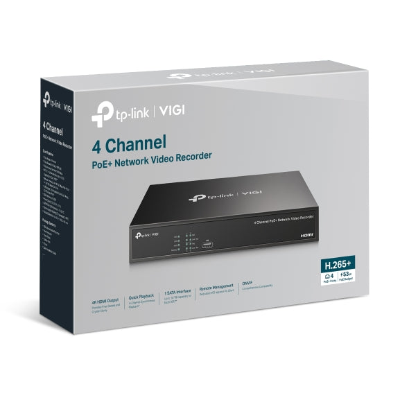 TP-Link VIGI NVR1004H-4P-2TB 4Channel PoE Network Video Recorder 2TB