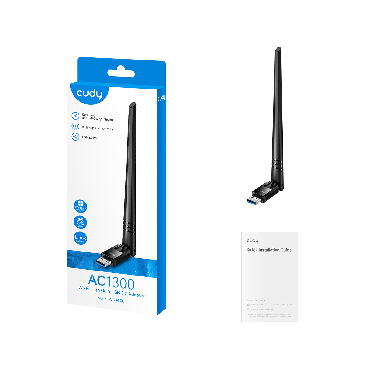 Cudy Accessory WU1400 1300Mbps High Gain Wi-Fi USB 3.0 Adapter